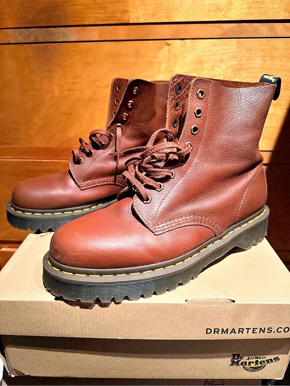 Dr. Martens 1460 Pascal Bex Tan Leather Brown Combat Boots